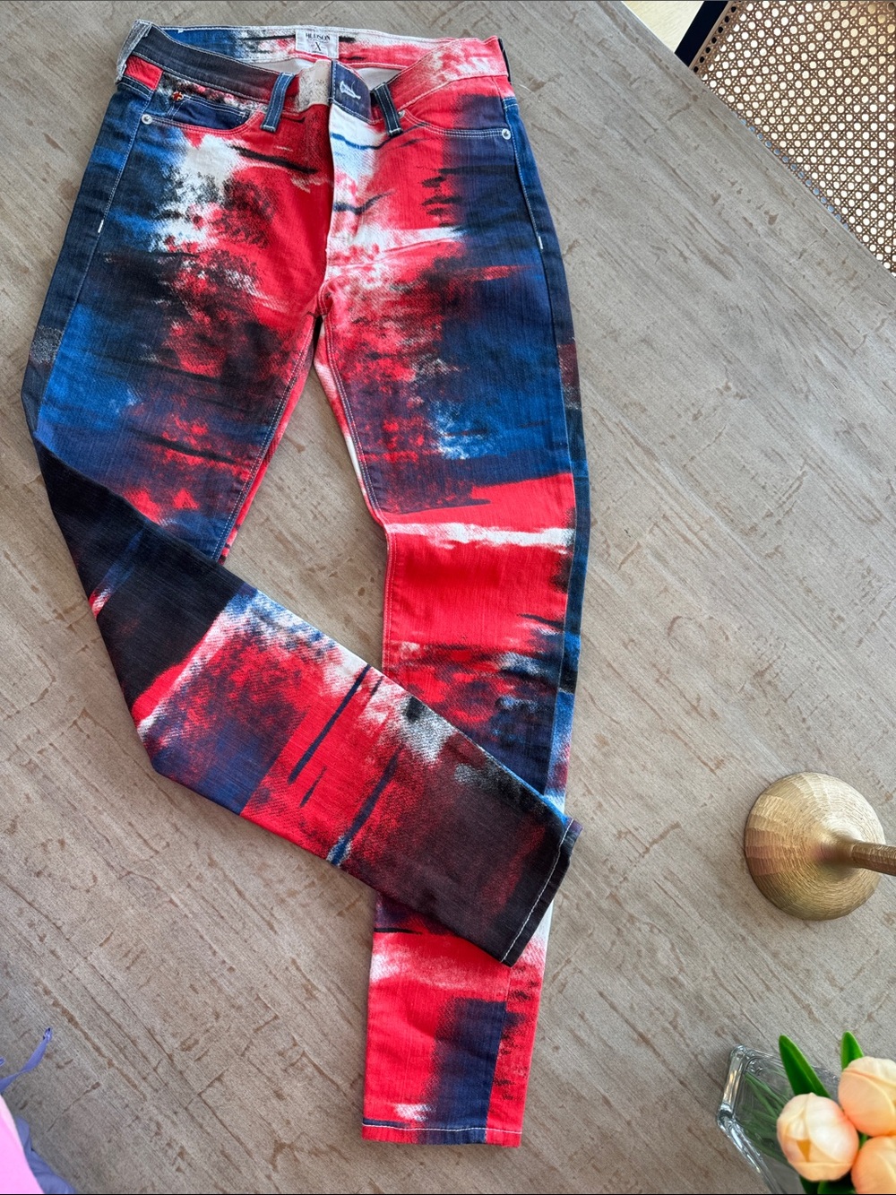 Hudson Jeans Women's Red & Blue Tie-Dye Skinny Jeans